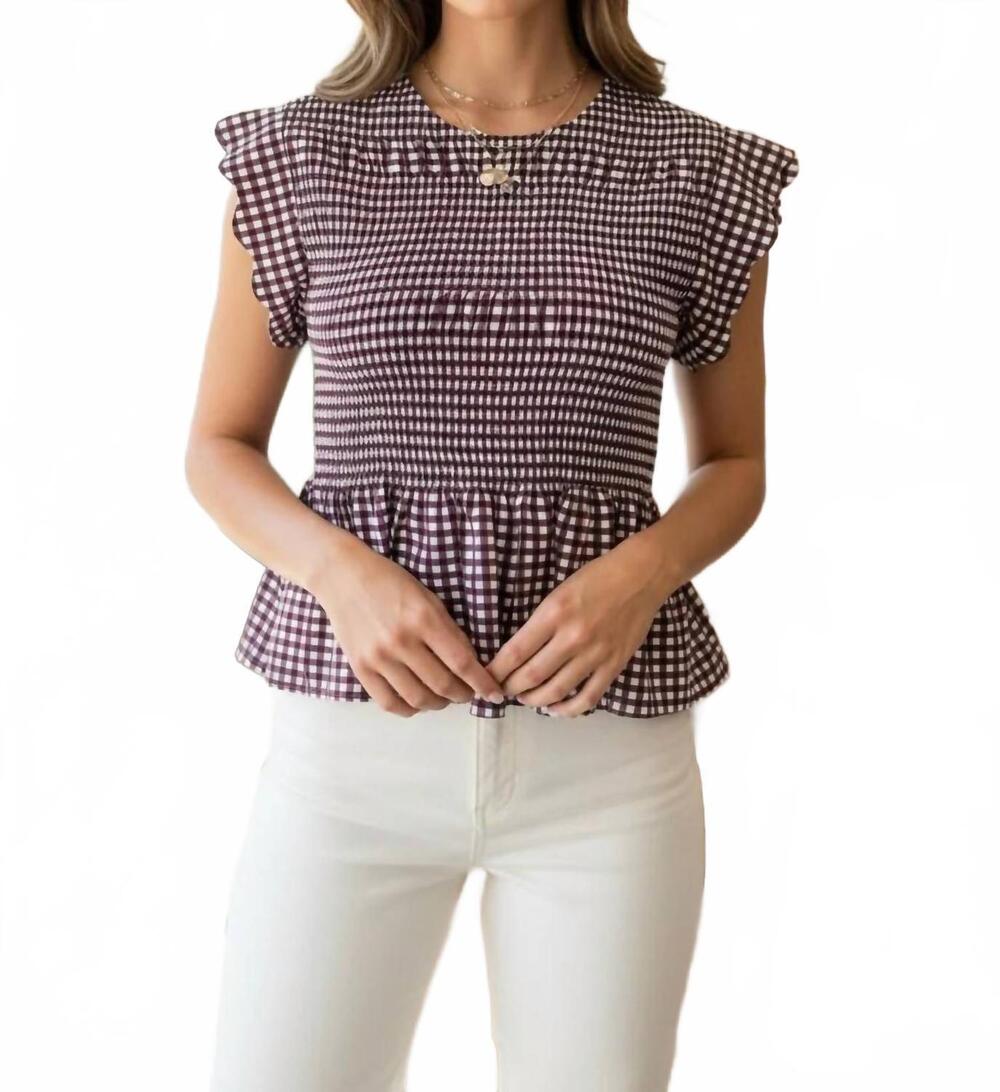 NEW UMGEE picnic perfection gingham top in red brown
